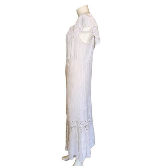 Xhilaration women's large white maxi dress ruffle off shoulder muslin texture - Picture 2 of 3